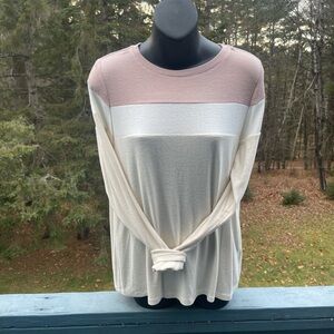 Laurie Felt Cream and Pink Long Sleeve Top